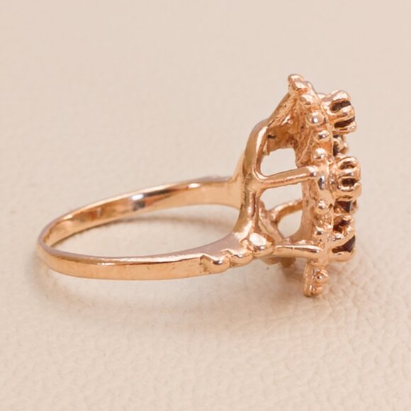 1970s 10k Gold Garnet Butterfly Cocktail Ring · Size 5.75 - Picture 9 of 13